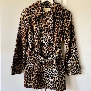MICHAEL KORS //  Leopard Print Belted Trench Coat